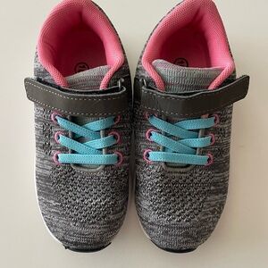 Kids' Gray and Pink Sneakers with Blue Laces